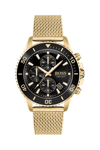 Montre à quartz en acier plaqué ion or jaune - Chronographe - Doré et noir