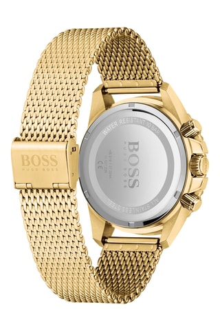 Montre à quartz en acier plaqué ion or jaune - Chronographe - Doré et noir