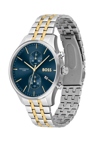 Montre à quartz en acier - Chronographe - Argenté et doré