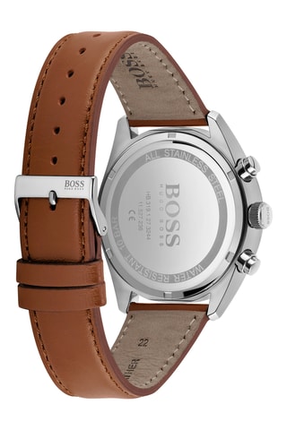 Montre à quartz en cuir - Tachymétre et Chronographe - Marron et argenté