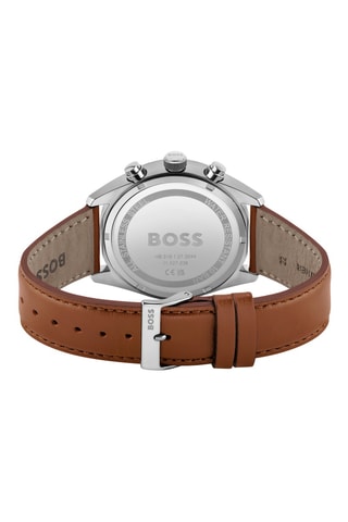 Montre à quartz en cuir - Tachymétre et Chronographe - Marron et argenté