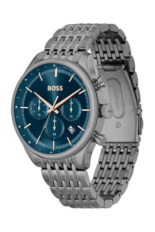 Montre à quartz en acier - Tachymètre et chronographe - Argenté