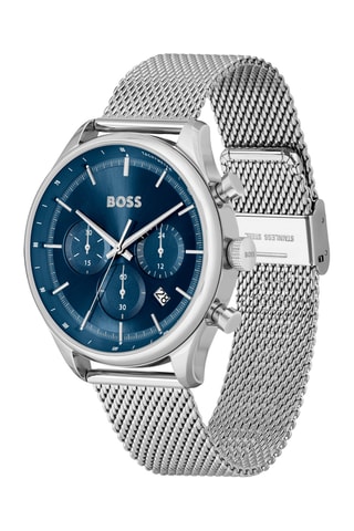 Montre à quartz en acier - Tachymètre et chronographe - Argenté