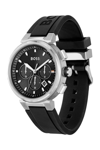 Montre à quartz en silicone - Chronographe - Noir et argenté