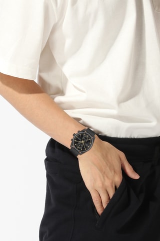 Montre à quartz en acier - Chronographe - Noir