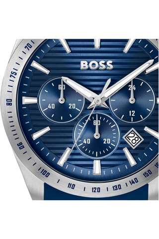 Montre à quartz en silicone - Tachymètre et chronographe - Bleu et argenté