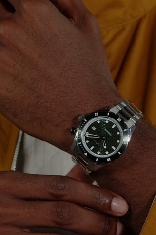 Montre automatique en acier  - Argenté et vert