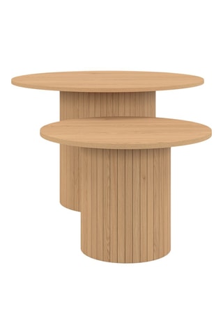 Tables basses rondes gigognes Alvar bois et pieds lattes - lot de 2