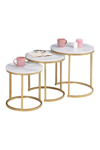 3 tables basses gigognes rondes Glam - 35 x 35/40 x 40/45 x 45 cm