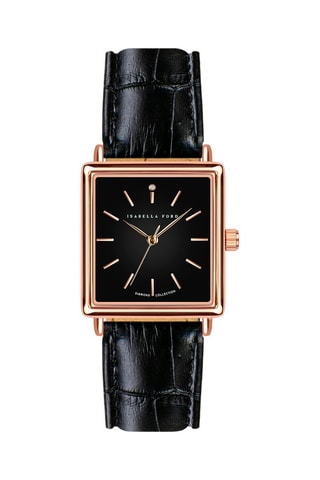 Leren Quartz Horloge met Diamant Patricia