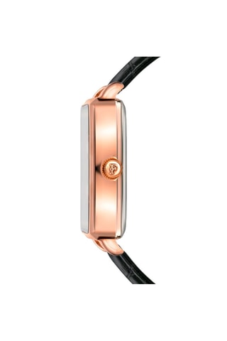 Leren Quartz Horloge met Diamant Patricia