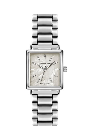 Stalen Quartz Horloge met parelmoer en diamant Lilou-