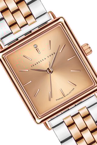 Stalen en Diamanten Quartz Horloge Adeline