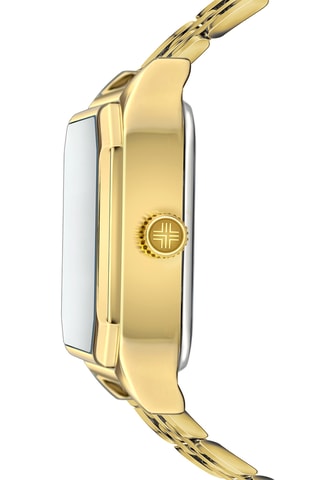 Leren en Doublé Zilver Ion Quartz Horloge met Diamant Olympe