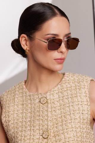 Gepolariseerde zonnebril voor dames 1990- categorie 3 - Goudkleurig en bruin