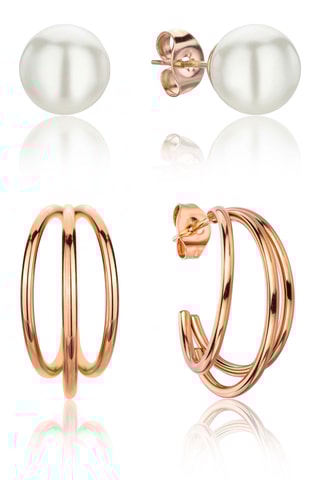 Creolen & Oorbellen Agathe - Roségoudkleurig en Wit