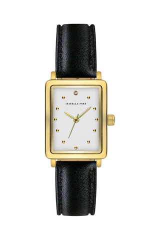 Leren Quartz Horloge met Diamant Eulalie