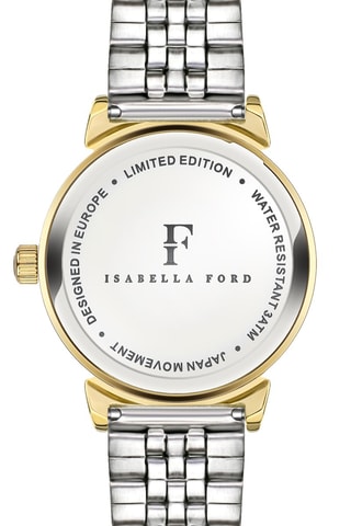 Stalen Quartz Horloge met diamant en parelmoer Barbara