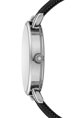 Stalen Quartz Horloge Zwart en Zilverkleurig