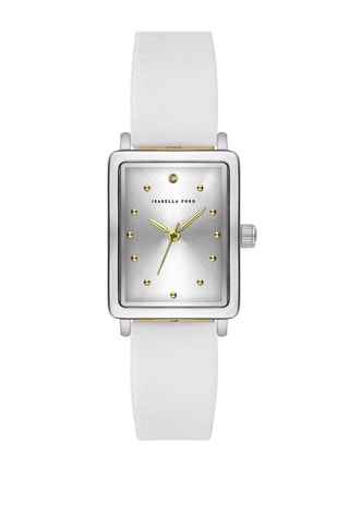 Leren Quartz Horloge met Diamant Elene