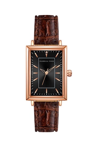 Leren Quartz Horloge met Diamant Odette