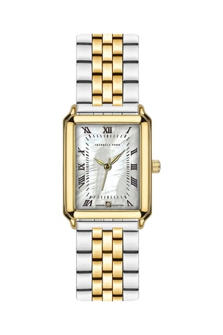 Stalen Quartz Horloge met parelmoer en diamanten  Coralie-