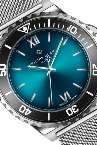 Stalen Quartz Horloge Onex - Zilverkleurig en Pauwblauw