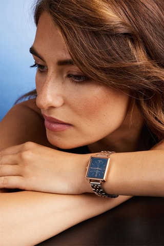 Stalen Quartz Horloge - Zilverkleurig en Roségoudkleurig