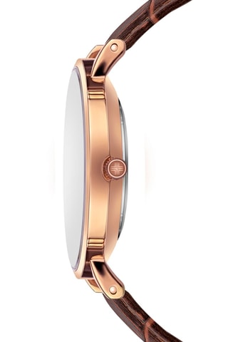 Leren en Parelmoeren Quartz Horloge