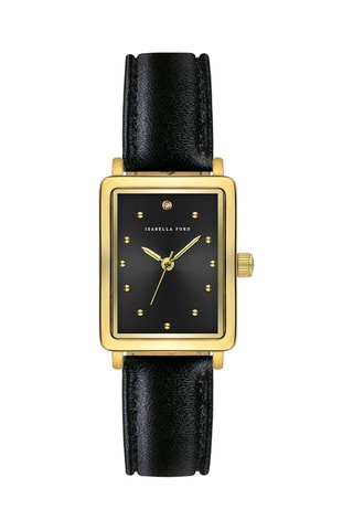 Leren Quartz Horloge met Diamant Cléophée