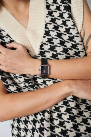 Stalen Quartz Horloge met Diamanten