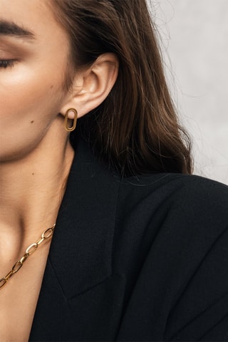 Set Stalen Quartz Horloge, parelmoer, diamanten en oorbellen Capri