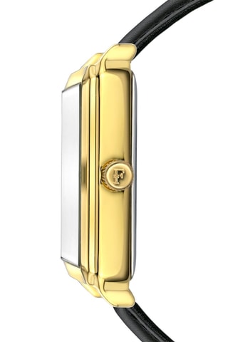 Leren Quartz horloge met parelmoer en diamant Coralie-