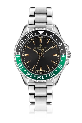 Set Doublé Zilver Ion en Leren Quartz Horloge en Leren Horlogeband Olympe