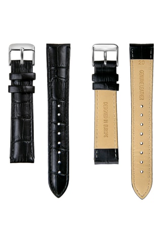 Set Doublé Zilver Ion en Leren Quartz Horloge en Leren Horlogeband Olympe