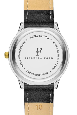 Leren en Diamanten Quartz Horloge Olympe