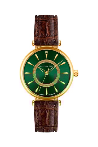 Leren Quartz Horloge met Diamant Nathalie