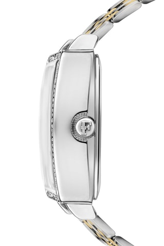 Stalen Quartz Horloge met parelmoer en diamant Agathe