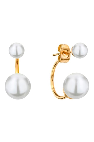 Set Stalen Quartz Horloge, diamanten, oorbellen en fijne parels Selene