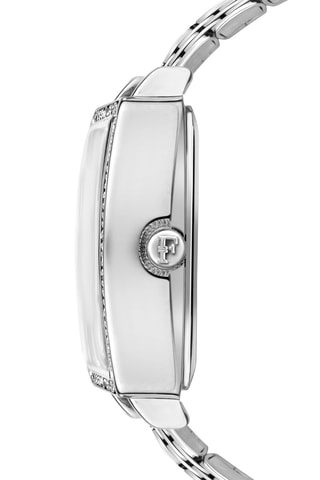 Stalen Quartz Horloge met parelmoer en diamant Agathe