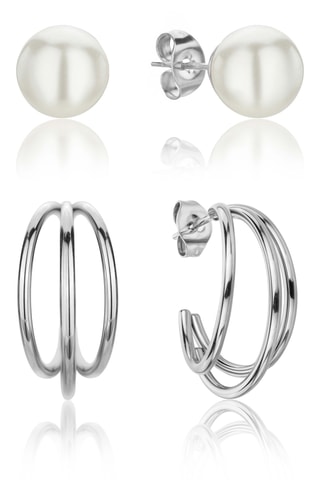 Creolen & Oorbellen Agathe - Zilverkleurig en Wit