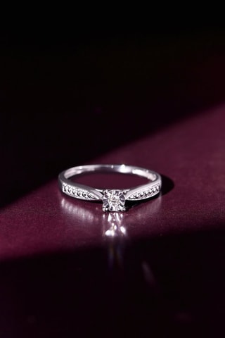 Ring Solitaire Merveille Witgoud en Diamant