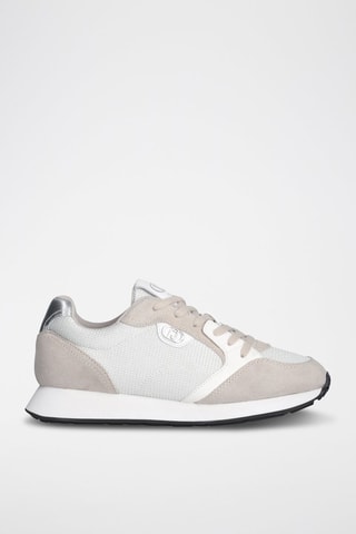 Baskets en nubuck Vibe - Blanc, beige et argenté