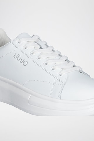 Sneakers plateformes en cuir - Blanc et argenté