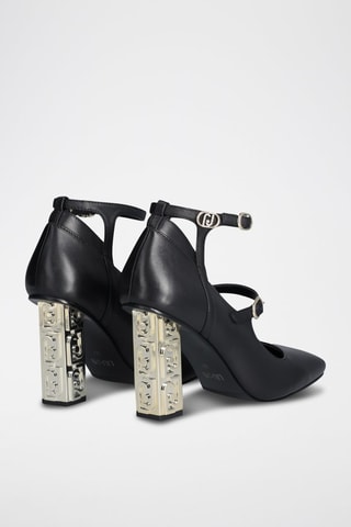 Salomés à talons en cuir de chèvre Jennifer - Noir