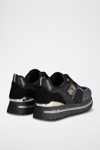 Baskets plateformes en cuir de taureau Maxi Wonder - Noir