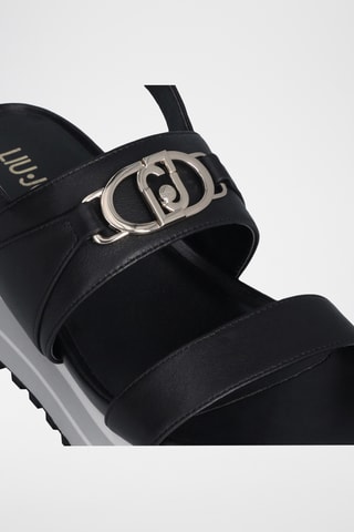 Sandales compensées en cuir Maxi Wonder - Noir