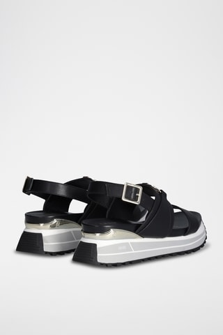 Sandales compensées en cuir Maxi Wonder - Noir