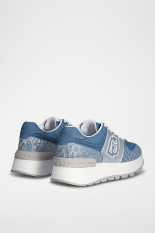 Baskets en cuir et jean Amazing - Blanc, bleu et argenté