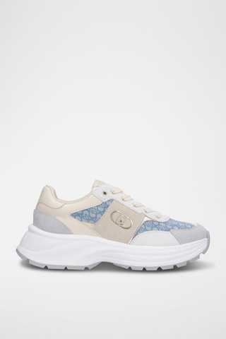 Baskets en cuir Eva - Blanc, beige et gris